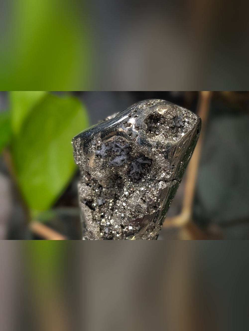 Polished Peru Pyrite Crystal Cluster